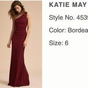 BHLDN One-shoulder Bridesmaid Dress Size 6 Color: Bordeaux